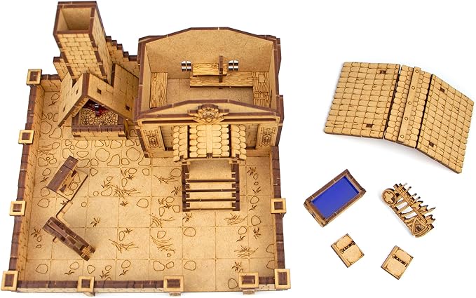 TowerRex Dwarven Forge D&D Terrain, Tabletop Buildings, Modular Battle Mat Grid, DND Accessories, Props for Dungeons & Dragons, Pathfinder, Warhammer, Wargaming Scenery for 25mm 32mm 28mm Miniatures