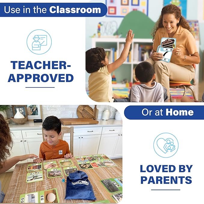 BenBen Spelling Games with 224 Flashcards, 2-4 Players, Learning Games for Kids Ages 4-8, Educational Toys for Kindergarten 1st 2nd 3rd Grade, Preschool Classroom Must Haves