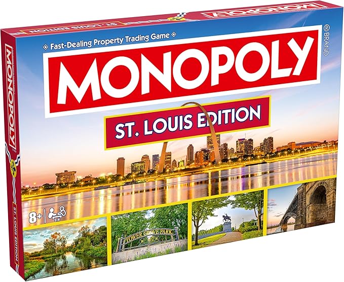 Monopoly Board Game St Louis MO Edition : 2-6 Players Family Board Games for Kids and Adults, Board Games for Kids 8 and up, for Kids and Adults, Ideal for Game Night
