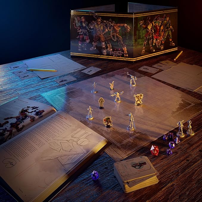 Bunkers & Badasses RPG: Sourcebook - Deluxe Edition - Box Loaded W/ Book, Miniatures, GM Screen & More, Official Borderlands License