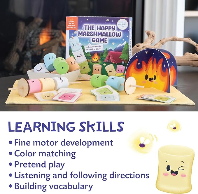 Peaceable Kingdom Happy Marshmallow Toddler Game - Develops Fine Motor Skills and Color Matching for Kids Ages 2 and Up