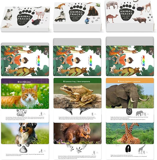 MEROCO Safari Animal Tracks Card Game, Farm Animal Flash Cards, Matching Game - Kids Science Learning Educational Toys for Homeschool, Preschool, Autism - 3 Years Old & Up