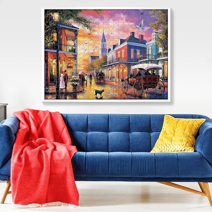 500 Pieces Carriage Puzzles for Adults, Evening Street Puzzle for Adults Children Seniors, Retro Style Puzzle 500 Pieces, Gift for Birthday, Home Decor, Fun for Family Entertainment(20.5 * 15 in)