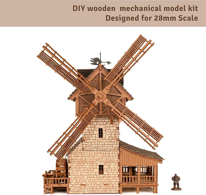 I BUILT IT Wooden Mill-Hybrid Medieval Windmill, Watermill, Blacksmith Workshop -3D Wooden Puzzles for Adults to Build - Engineering DIY Mechanical Model Kit,352PCS,Assembly Time 8H, Realistic