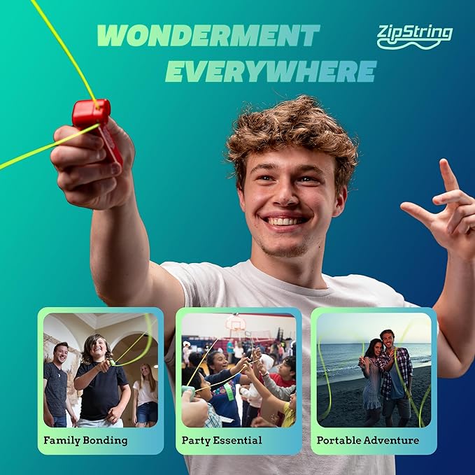 Original - As Seen on Shark Tank - Classic ZipString Rope Launcher Toy, Perfect for Kids & Adults - Fly a String Loop in The Air for Endless Tricks & Fun, Wonderment Awaits,Luscious Lime