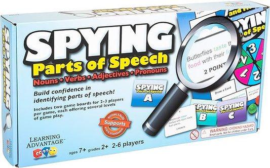 LEARNING ADVANTAGE Spying Parts of Speech - Board Games for Kids - Word Games - In-Home Learning - Sentence Building
