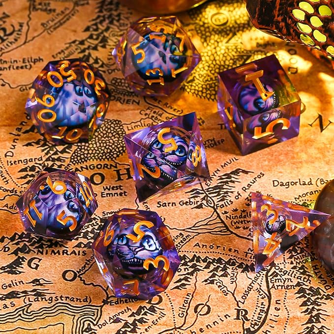 Liquid Core Dragon Eye D&D Dice Set,Polyhedral Dice for Dungeons and Dragons TTRPG