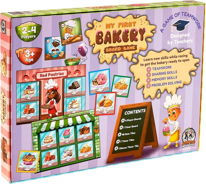 Jumping High Fives My First Bakery Board Game - A Sweet Matching Tile Game for 1-4 Kids Ages 3 and Up, A Fun and Colorful Cooperative Memory Game, Children Learn New Skills Through Hands-On Play