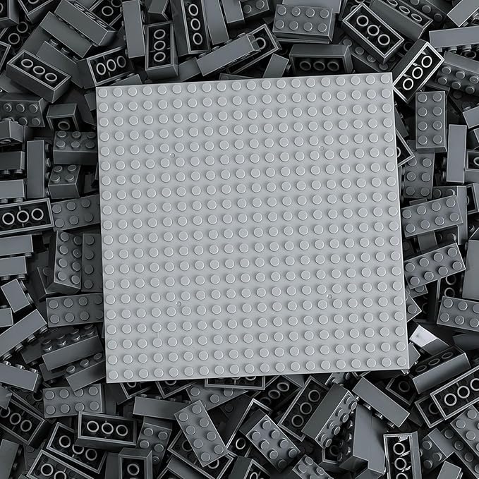 500 Piece Classic Building Bricks and 1 Gray Baseplate, 2x4 Bricks Bulk Creative Building Toys, Blocks Bulk for Kids Ages 6+, Dark Gray