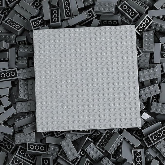 500 Piece Classic Building Bricks and 1 Gray Baseplate, 2x4 Bricks Bulk Creative Building Toys, Blocks Bulk for Kids Ages 6+, Dark Gray