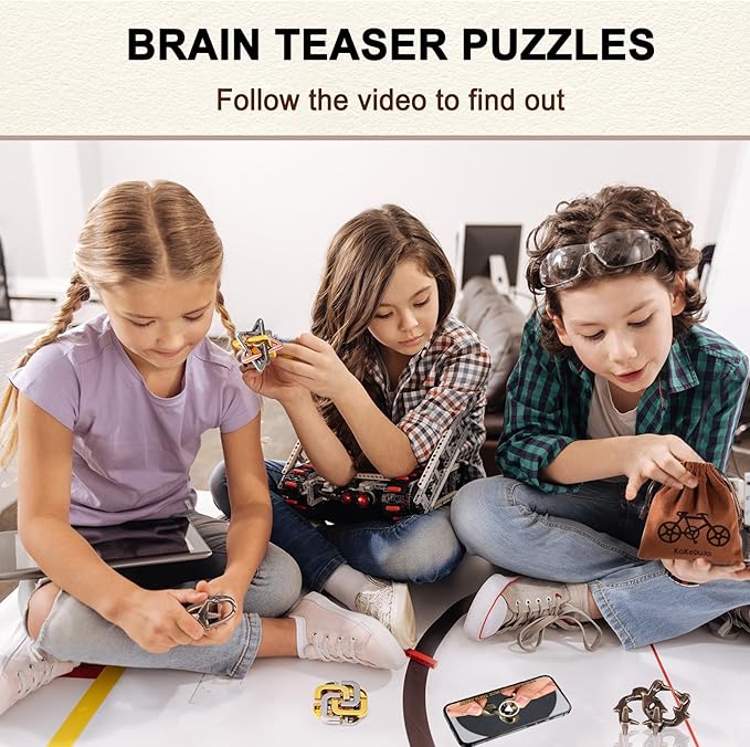 12 PCS Brain Teaser Puzzles Metal Puzzle Logic Metal Puzzle for Adult Lock Puzzles Gift for Adults Teenagers Kids