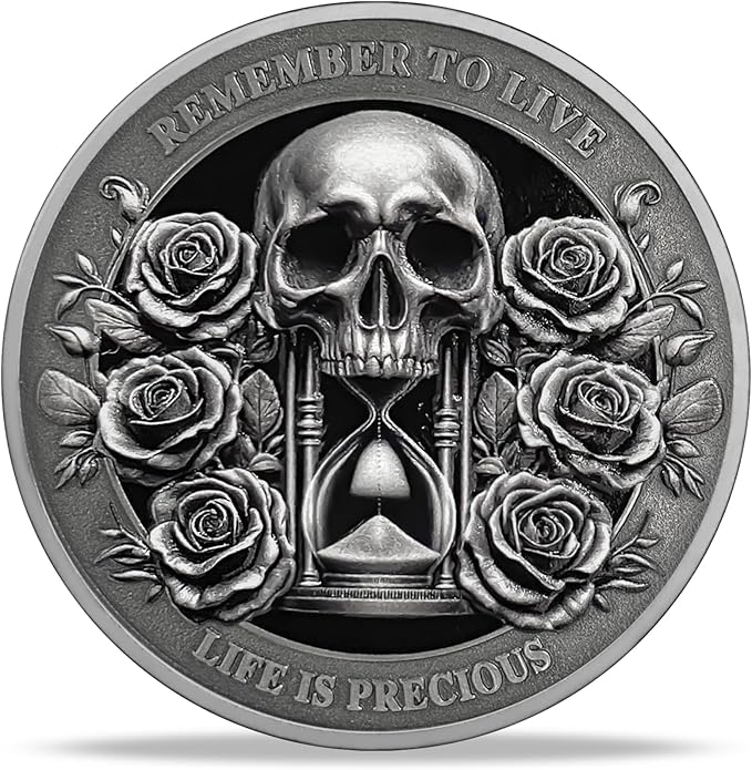 Memento Mori Coin Momento Mori Coin Skull Coin Stoic Gifts Memento Mori Calendar Living Memento Mori Amor Fati Coin (Memento Mori Coin - 1)