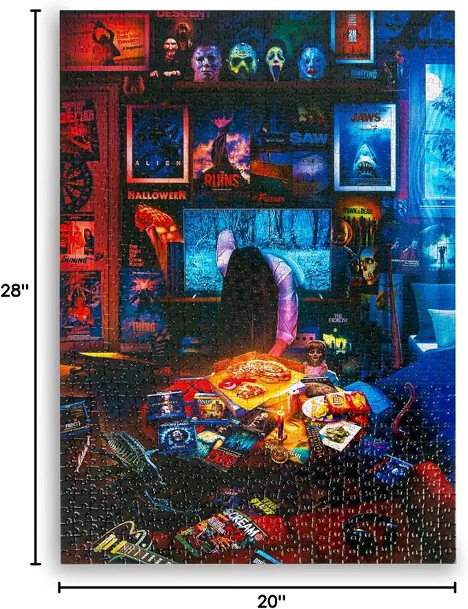 House of Horrors and Scary Movies 1000 Piece Jigsaw Puzzle by Rachid Lotf | Interactive Brain Teaser Board Game for Adults, Educational Toys & Games | 28 x 20 Inches