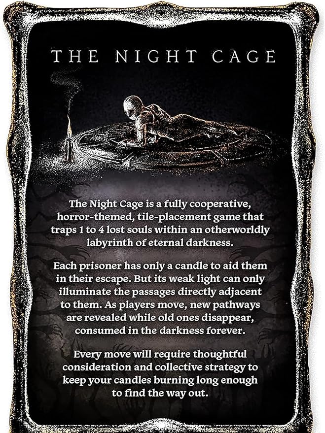 The Night Cage by Smirk and Dagger, a Spooky Cooperative Strategy Game, 1-5 Players Lost in a Dark Maze with only a Candle, Fun Horror Themed Tile Laying and Perfect for Game Night, Adults, Teens 14+