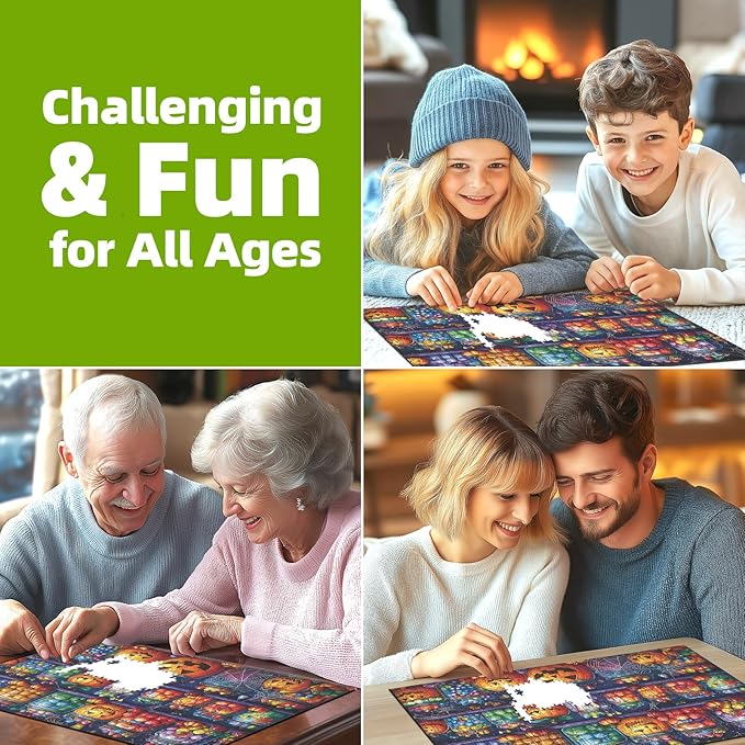 Halloween Candy Jars 1000 Piece Puzzle for Adults Spooky Night Mason Jars Challenging Jigsaw Puzzles for Adults Family Game Night (27"x19")