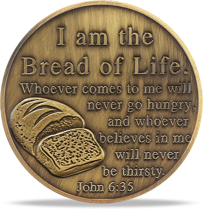 Bible Bread Religious Coin Inspirational Bible Verse Medallion Faith-Based Gifts for Spiritual Encouragement for Men & Women