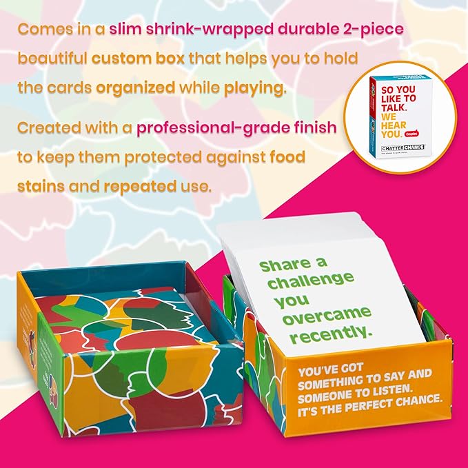 ChatterChance Couples: Conversation Card Games - Only Appropriate Questions - 80 Thought Provoking Fun Question Game Cards for Date Night, Valentines, Gifts for Couple - Perfect