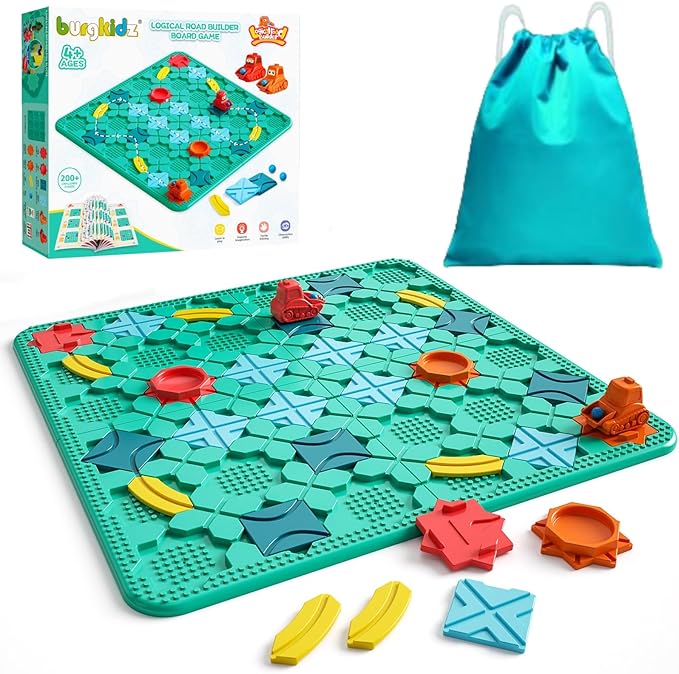 Logical Road Builder Games, STEM Family Board Game, Large Educational Smart Brain Teasers Puzzles Toys, Preschool Learning Early Montessori Birthday Gifts for Kids Boys Girls Age 4-8 Year Old