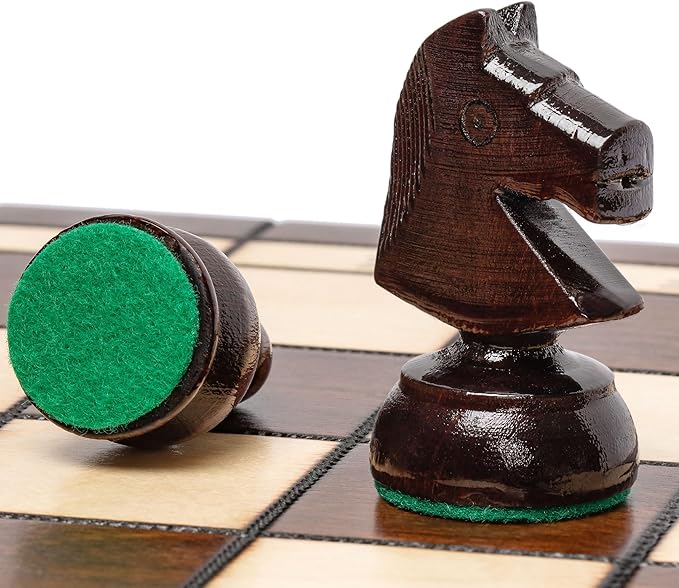 Husaria European International Chess Wooden Game Set, King's Classic - 18-Inch Large Size Chess Set - Folding Board with Felt Bottom Chessmen