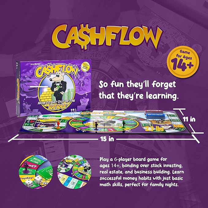 Rich Dad CASHFLOW Board Game, Educational Business & Finance Literacy Game, Ages 14 & Up - Financial Learning Games for Kids, Teens, Adults and Family
