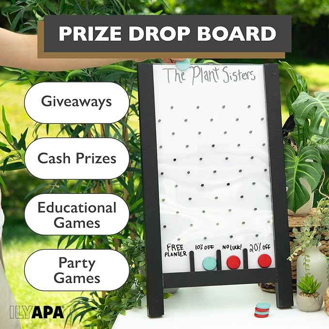 Ilyapa Board - Large Portable Prize Drop Game for Events and Trade Show - 14 x 24 Inch Single Sided - Wooden A-Frame Whiteboard Sign, Eraser
