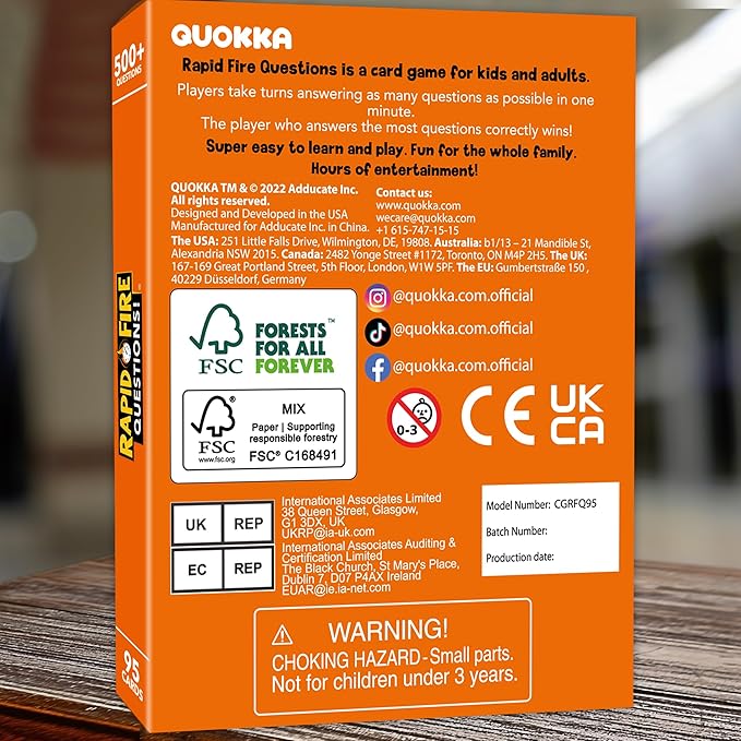 QUOKKA Icebreaker Cards with 500+ Questions - Adults Kids Family Conversation Cards Game - Break The Ice Family Game for Kids 8-12 - Perfect for Family or Adults Game Night I Travel Version