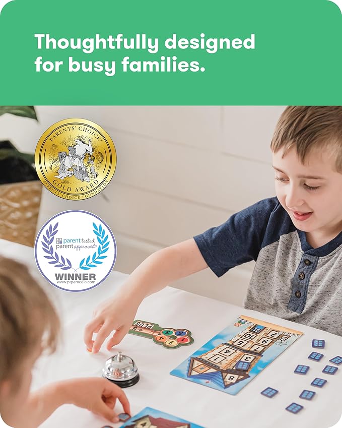 SimplyFun Math Room - Educational Game for Quick Thinking & Fun - Fast Solving Addition & Subtraction for Kids Ages 5 & Up - 2 to 4 Players