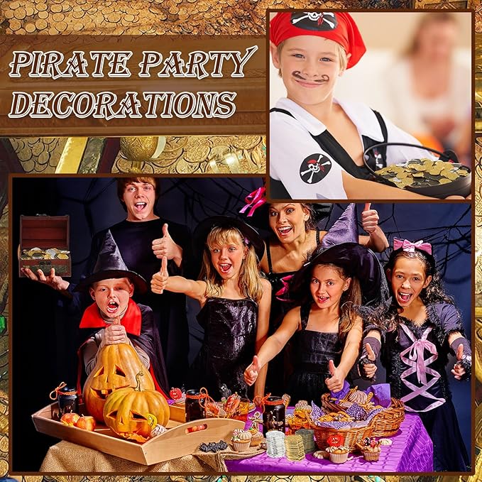 Hanaive 200 Pcs Metal Pirate Coins Set Gold Coins Treasure Chest Spanish Doubloon Fake Tokens for Boys and Girls Board Games Pirate Party Cosplay(Gold, Silver, Bronze)