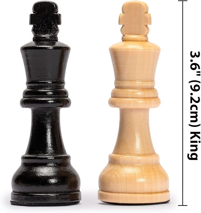 Husaria Staunton Tournament No. 5 Chessmen with 2 Extra Queens and Wooden Box, 3.6-inch Kings