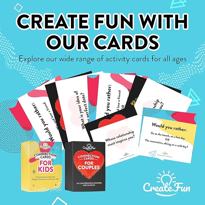 Conversation Cards Set for Kids & Adults - 202 Family Conversation Starters for Deeper Connection for Couples & Children - Engaging & Fun Connection Cards for Ages 3-103 - Help Improve Family Bonding