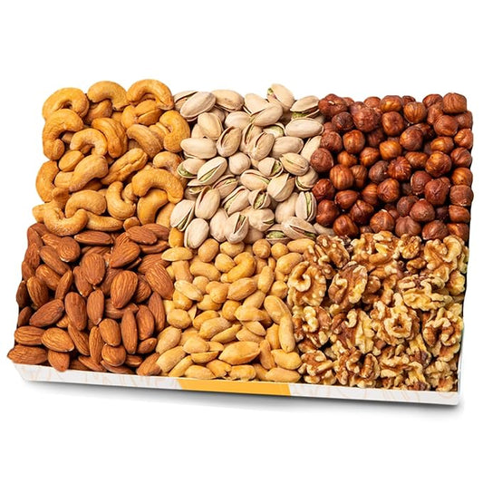 Nuts.com Nuts Assortment Tray – Mixed Nut Sampler Box for Summer and Festive Gifts – 2 lb Care Package Includes a Heart Healthy Variety of Cashews, Pecans, Pistachios & More