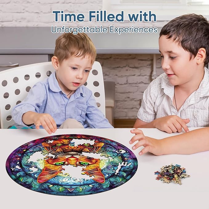 Cool Wooden Puzzle for Adults 500 Piece, Yellow Cat Wooden Jigsaw Puzzles, Beautiful Wooden Puzzle with Box Birthday Gifts for Adults and Kids Family Game(16.5 * 16.5in)