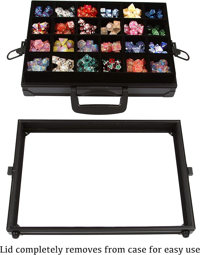 Forged Dice Co. Dice Display Case and Rolling Tray with 3 Removable Divided Dice Trays - Storage Box Holds up to 720 Metal or Plastic Polyhedral Dice Sets - Great for Dice Collectors or RPG D&D Games