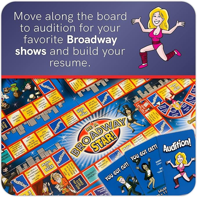 BE A BROADWAY STAR! - The Classic Theater and Musical Trivia Board Game That Puts You in The Spotlight | Party Game for Theater Lovers | Holiday Broadway Gift | 2-6 Players | for All Ages 8+