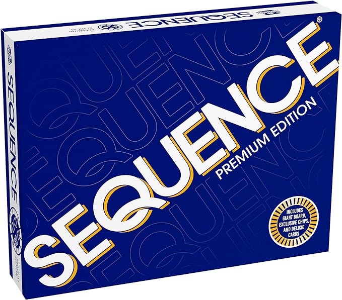 Sequence Premium Edition - Stunning Set with Giant Board (20.25 x 26.25 inches), Exclusive Chips and Deluxe Cards by Goliath, Blue, for Ages 7+