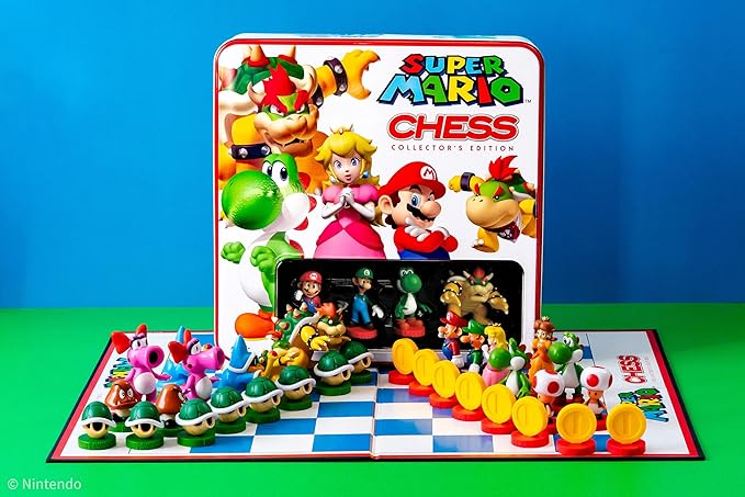 Super Mario Chess Set | 32 Custom Sculpt Chess Pieces Including Iconic Characters - Mario, Luigi, Peach, Toad, Bowser | Super Mario Themed Chess Game