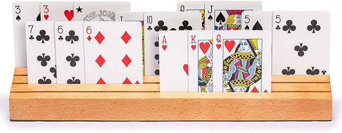 Yellow Mountain Imports Extra-Wide Solid Beechwood Playing Card Holders - Set of 2