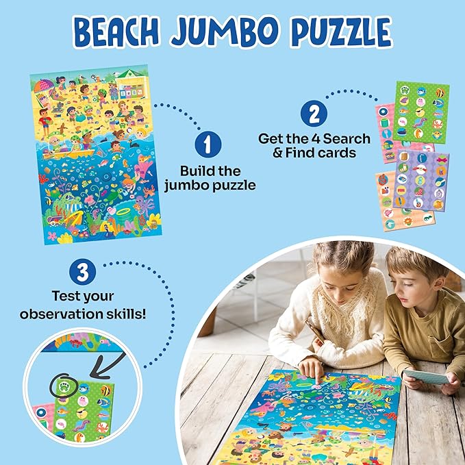Beach Observation Puzzle - A Family Search & Find Game About Ocean Conservation - Fun & Educational Preschool Games for Boys and Girls - Learning Resources for Kids Ages 4-6 by Adventerra Games