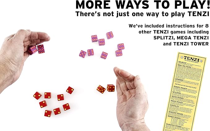 TENZI Party Pack Dice Game - A Fun, Fast Frenzy for The Whole Family - 6 Sets of 10 Colored Dice with Storage Case - Colors May Vary