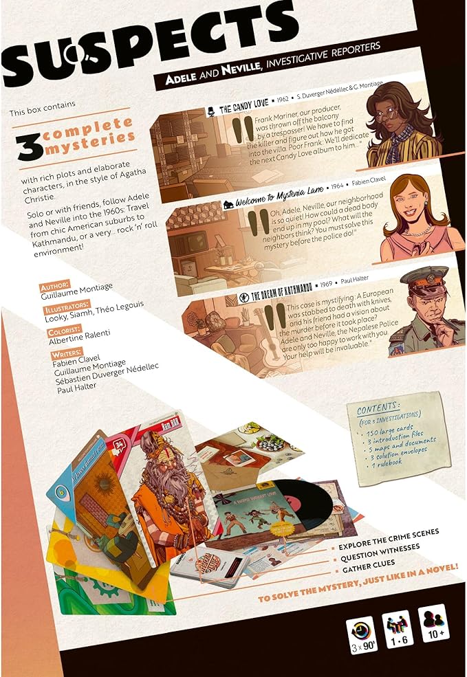 Suspects: Adele & Neville Investigative Reporters | Murder Mystery Game | 1 to 6 Players | 60 Minutes