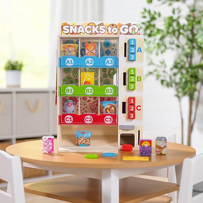 Melissa & Doug Sort, Stock, Select Wooden Vending Machine Play Set, Wooden Toy Play Food for Boys and for Girls 3+