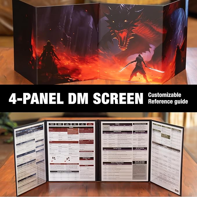 TIDYBOSS 23"x27" Dungeons and Dragons Foldable Battle Mat D&D Starter Set Kit with Dungeon Master Screen | Wet & Dry Erase DND Board Game | DND Gifts & DND Accessories