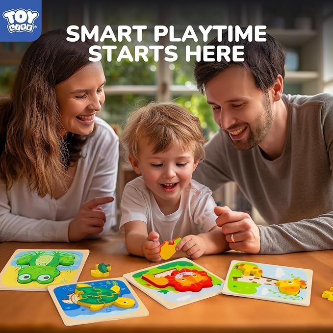 TOY Life Wooden Puzzles for Toddlers 2-4, Toddler Montessori Toys for 1 2 3 Year Old Boys Girls, Animals Wood Jigsaw Puzzles, Educational Learning Toy Kids Puzzle, Best Gifts for Baby Age 1-3 2-4