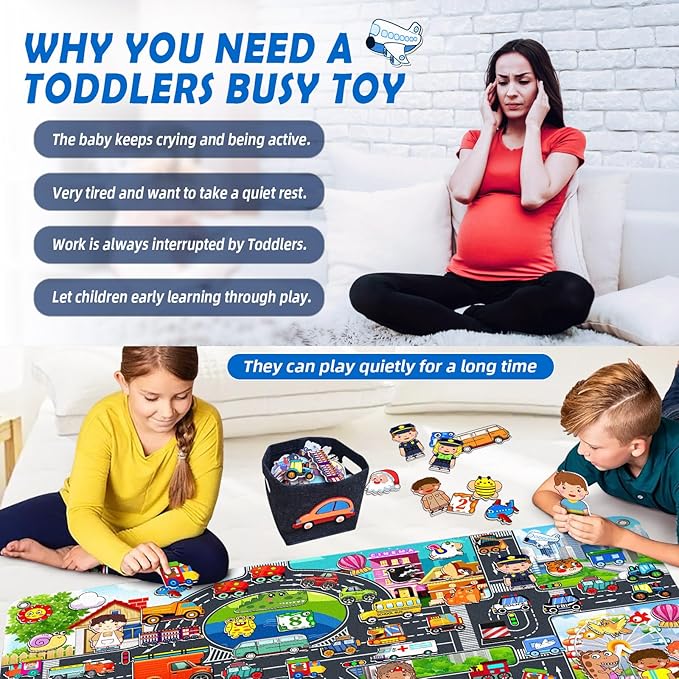 200 PCS Felt Board Story Set for Toddlers with Storage Bag City Car Traffic Themed 40 X 28 inch Teaching Wall Flannel Board Kit for Preschool Activity Early Learning Interactive Storytelling(Darkgrey)