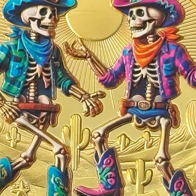 Memento Mori Coin Momento Mori Coin Skull Coin Stoic Gifts Memento Mori Calendar Living Memento Mori Amor Fati Coin (Cowboy Skeleton)