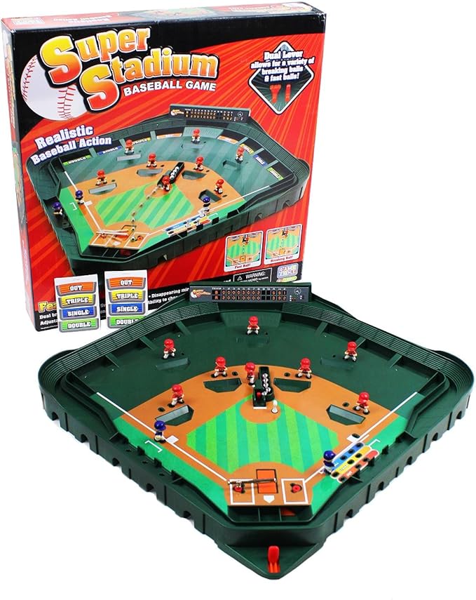 Game Zone Super Stadium Baseball Game - Realistic Tabletop Baseball Game for 2 Players Ages 6+