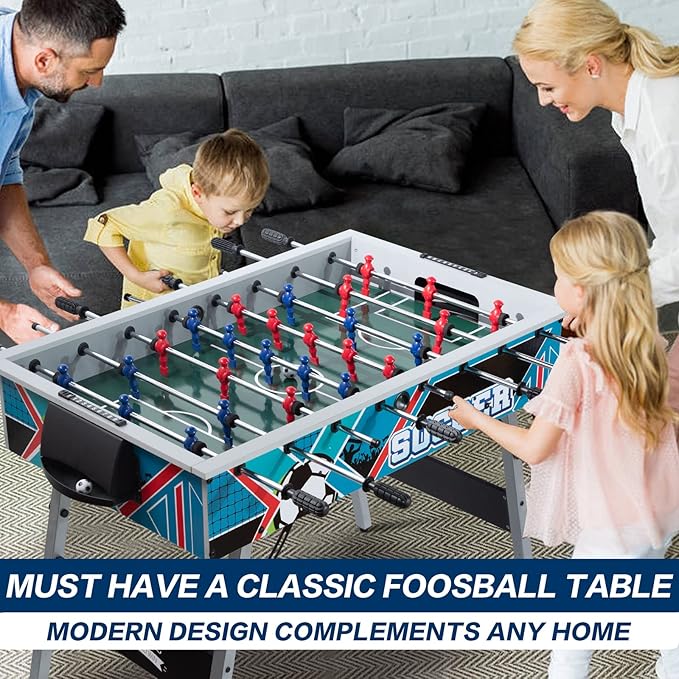 48in Foosball Table, Competition Sized Soccer Table w/ 2 Balls, 2 Cup Holders 2x4ft for Kids, Adults, Suit for 4 Players, Football Table for Home, Game Room, Arcade