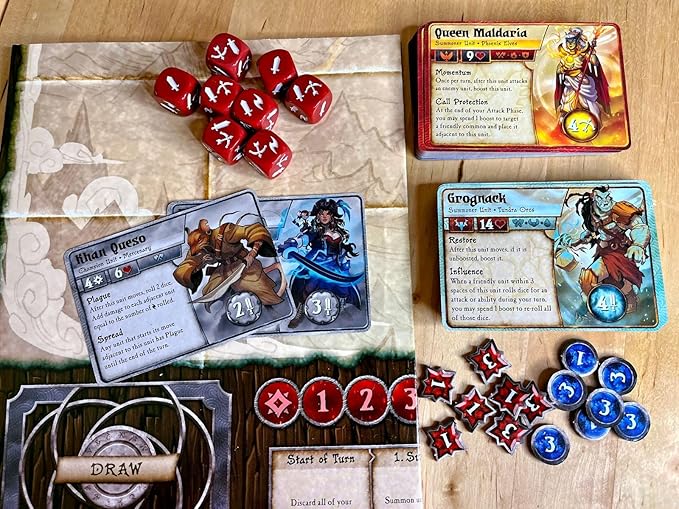 Summoner Wars Second Edition Starter Set – Phoenix Elves vs. Tundra Orcs – Tactical Dueling Card Game for 2 Players, Ages 9+ – Includes 68 Cards, Custom Dice, Battle Mat & Rulebook