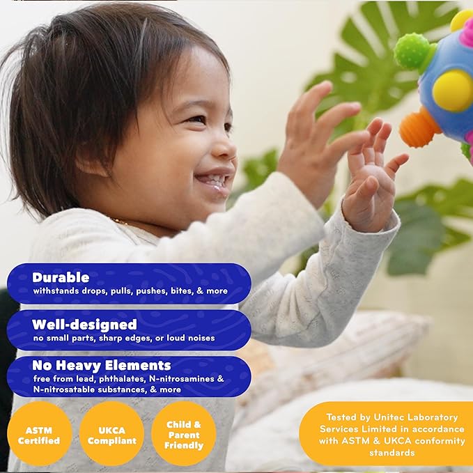 Mobi Woblii Sensory Ball - Sensory Activities for Toddlers and Kids, BPA-Free and Food Grade Silicone Teething Toy, Montessori Learning Games - for 3 Month Old and Up