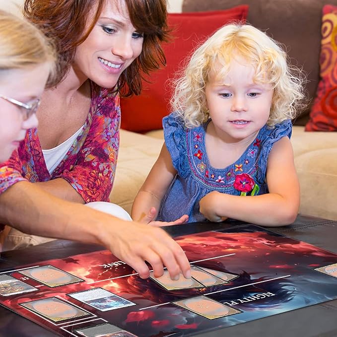 Playmat with Zones for MTG Card Game Playing, Game Mats Tabletop Magic Play Mat 24"x14" Commander Deck Gaming Desk Duel Mat Card Gameplay Mats for Beginner, Cat Demon